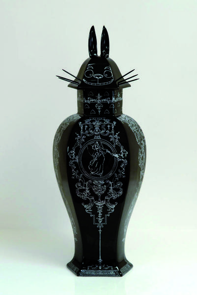 Nicolas Buffe - 2007---04 - chesharo  - 50 x 18 x 18 cm : porcelain : customized 18th C. vase shape, 30 ex, CRAFT Limoges, France